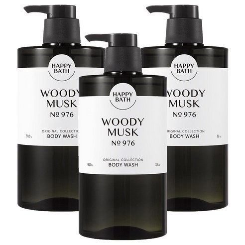 해피바스 오리지널 컬렉션 바디워시 우디 머스크향, 910g, 3개