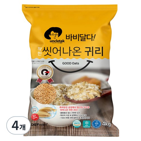 엉클탁 바비달다 씻어나온 귀리, 4kg, 4개