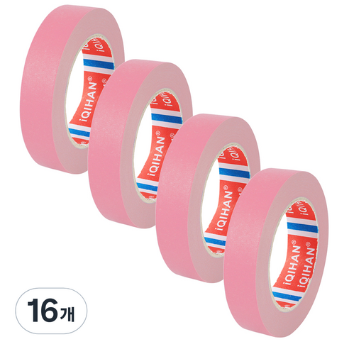 iQIHAN 다다 칼라 마스킹 테이프 20mm x 20m, 연핑크, 16개