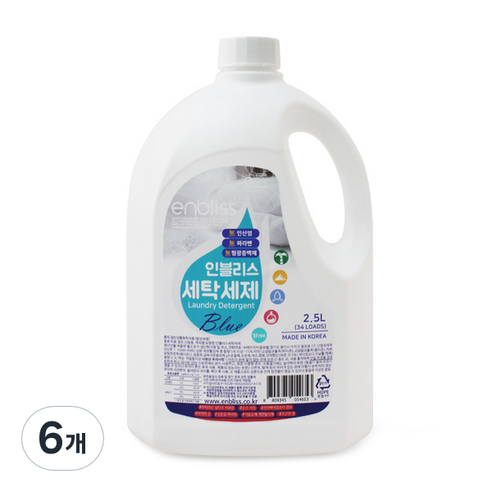 인블리스 블루 세탁세제 꽃향 본품, 2.5L, 6개
