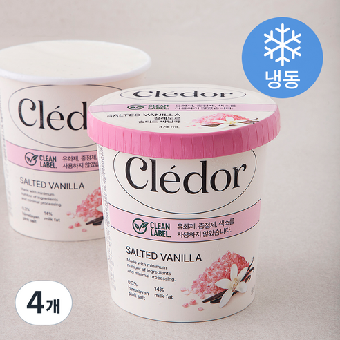 끌레도르 클린라벨 솔티드 바닐라 아이스크림 (냉동), 474ml, 4개