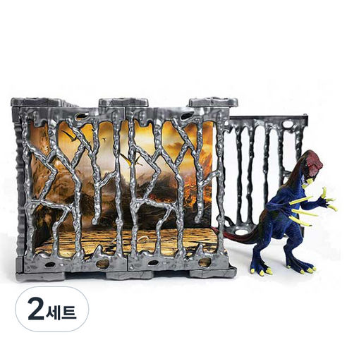 조이키즈 공룡피규어 + 철장 캐리어 세트 소형 테리지노사우루스, 2세트