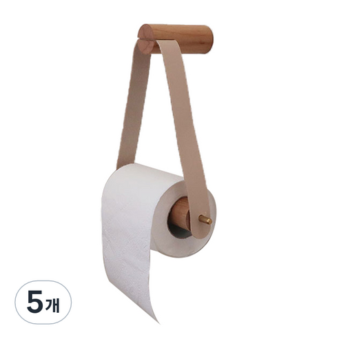빌레뜨 벽걸이 우드 휴지걸이, 베이지, 5개