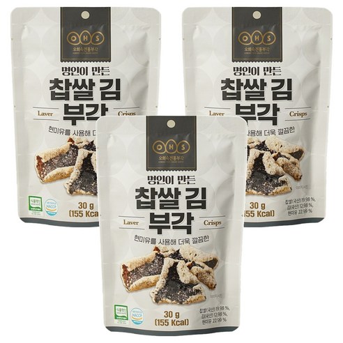 오희숙전통부각 찹쌀 김 부각, 30g, 3개