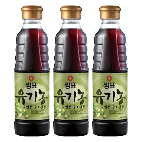 샘표 유기농 자연콩 양조간장, 500ml, 3개
