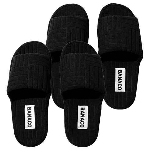바나코 비비드 테리 룸 슬리퍼, Black, 2세트