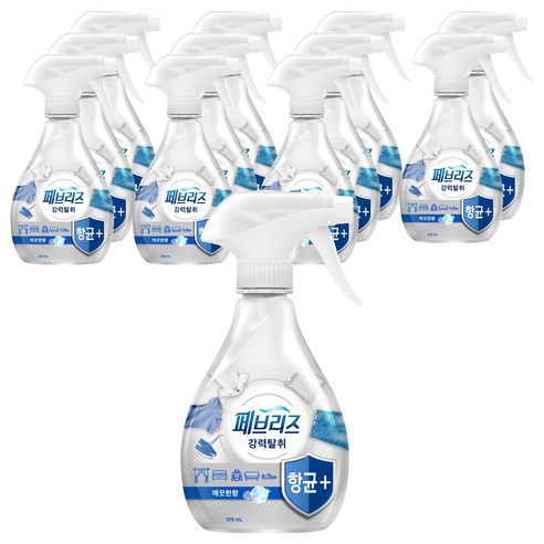 페브리즈 항균플러스 섬유탈취제 깨끗한향 본품, 370ml, 12개