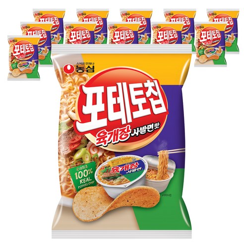 농심 포테토칩 육개장 사발면맛, 125g, 12개