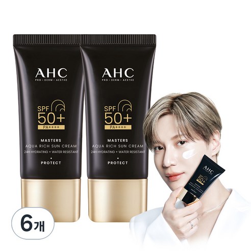 AHC 마스터즈 아쿠아 리치 선크림 SPF50+ PA++++, 30ml, 6개