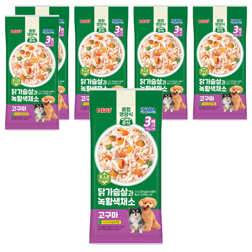 이나바 강아지 닭가슴살과 녹황색채소 파우치 QDR-141, 180g, 6개, 혼합맛(닭가슴살/채소/고구마)
