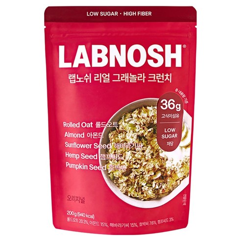 랩노쉬 리얼 그래놀라 크런치 오리지널 시리얼, 200g, 1개