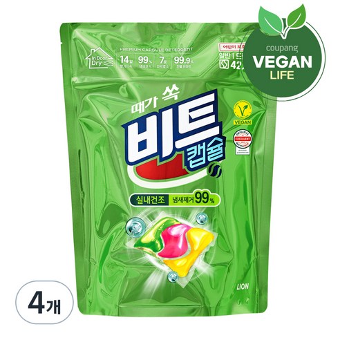 비트 실내건조 캡슐세제 그린플로럴향, 42개입, 4개