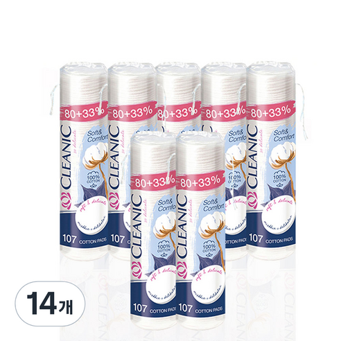 클레아닉 Pro Silk 소프트 앤 컴포트 화장솜, 107매입, 14개
