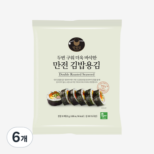 만전김 두번구운 김밥용김 10p, 25g, 6개