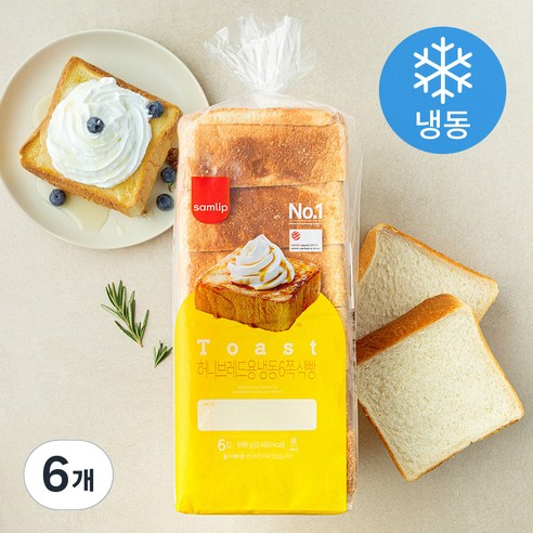 삼립 6쪽 식빵 (냉동), 996g, 6개