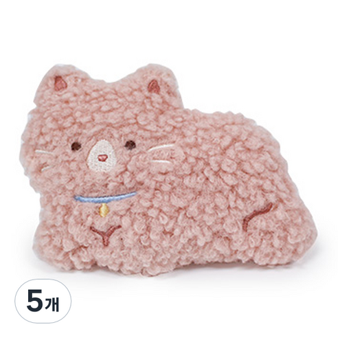 모찌타운 포켓형 뽀글뽀글 핫팩 인형 뽀글냥이 11cm, 핑크계열, 5개