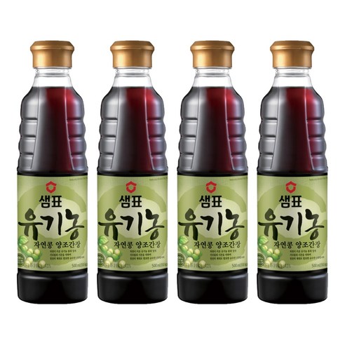 샘표 유기농 자연콩 양조간장, 500ml, 4개
