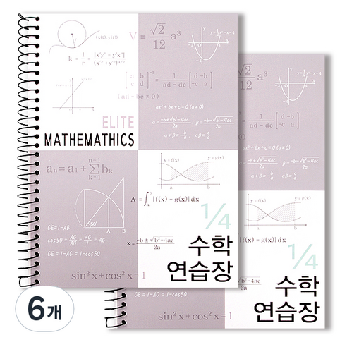 투영디자인 4분의1 엘리트 수학연습장, 그레이, 6개