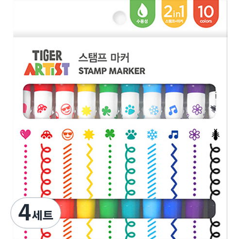 마이리틀타이거 스탬프 마커 세트, 10색, 4세트
