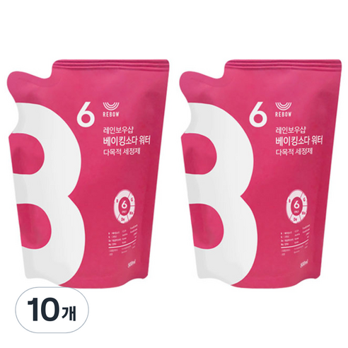 레인보우샵 베이킹소다 워터 다목적세정제 리필, 500ml, 10개