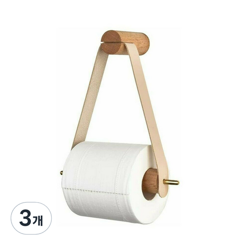 모나코올리브 무타공 우든 레쟈벨트 휴지걸이, 3개