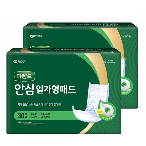 디펜드 남녀공용 안심 일자형 패드 속기저귀 성인기저귀, 3개입, 2개