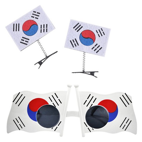 파티쇼 태극기머리핀 2p + 태극기안경 세트, 혼합색상, 1세트