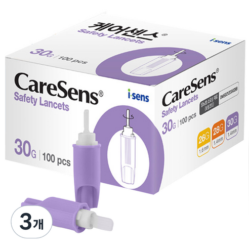 케어센스 일회용 멸균 자동 랜싯 30G 1.4mm, 3개, 100개입