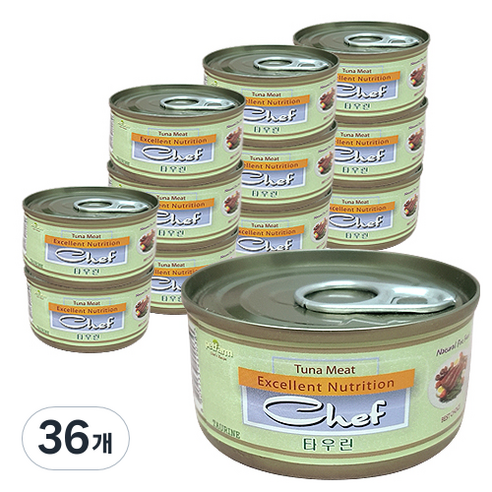 쉐프 고양이캔 참치, 참치 + 타우린 혼합맛, 36개
