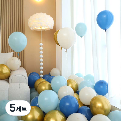 피앤비유니티 풍선 50p 세트 블루, 03 블루앤골드 4색혼합, 5세트