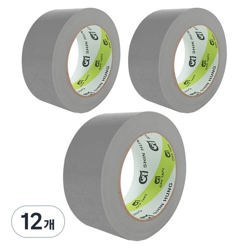 신흥테이프 대용량 면 테이프 은색 48mm x 25m, 12개