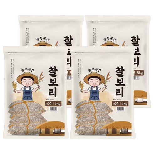 농부곡간 국산 찰보리, 5kg, 4개