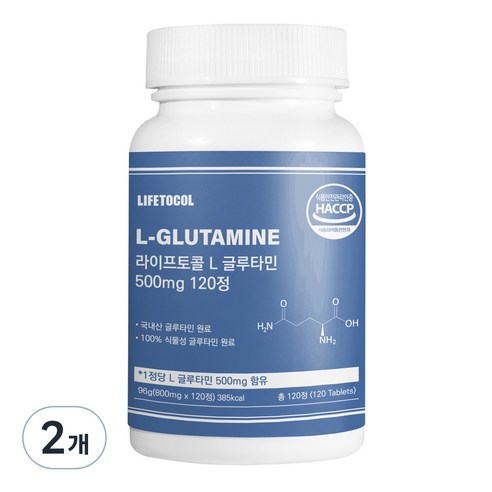 라이프토콜 L 글루타민 500mg 96g, 2개, 120정