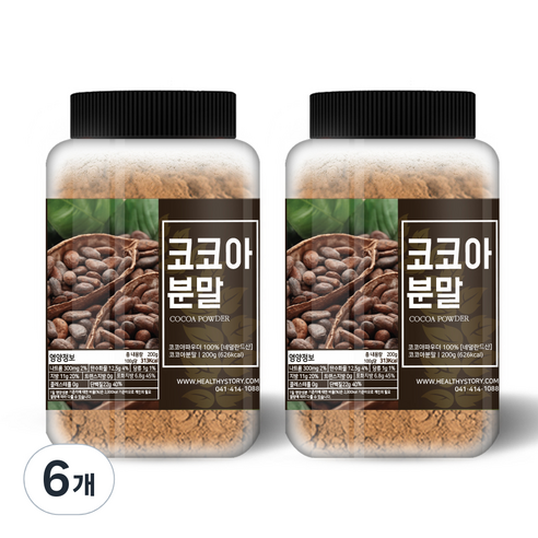 건강스토리 코코아 분말, 200g, 1개입, 6개