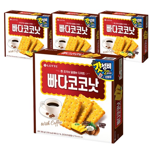 롯데웰푸드 빠다코코낫 오리지날, 300g, 4개