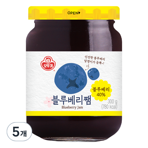 오뚜기 블루베리쨈, 300g, 5개