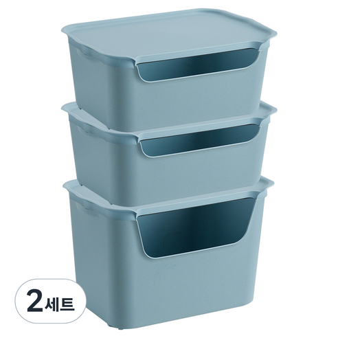 오하임 사이다 컬러 수납 박스 중 16L 2p + 대 25.5L 스카이 블루, 2세트