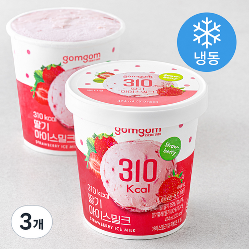 곰곰 310Kcal 딸기 아이스밀크 (냉동), 474ml, 1개입, 3개