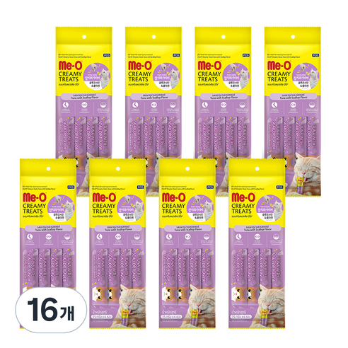MeO 크리미 고양이 간식 15g x 4p, 혼합맛(참치/가리비), 60g, 16개