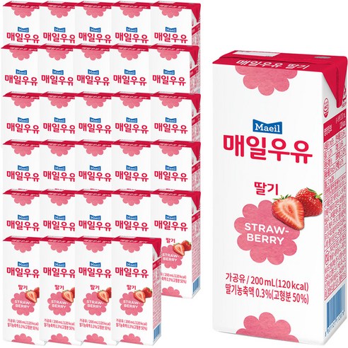 매일유업 멸균우유 딸기, 200ml, 72개
