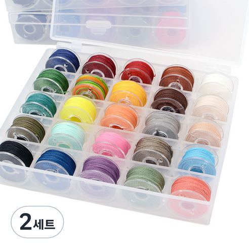 코히모 가죽 공예 둥근 왁스 봉제 실 0.55mm 25종 세트, 혼합색상, 2세트
