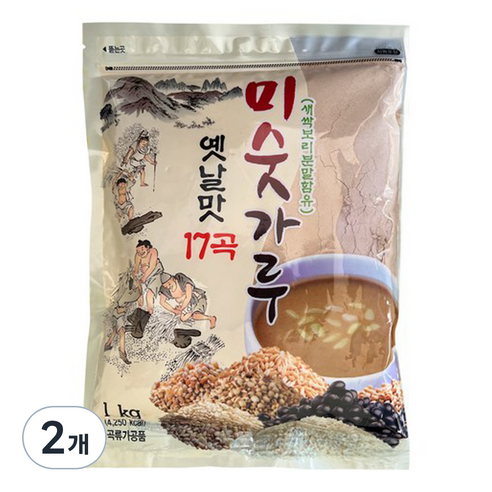 더해담 새싹보리 17곡 미숫가루, 1kg, 2개