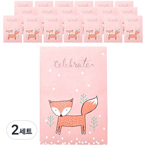 기프트백 20p + 스티커 20p 세트, 눈꽃여우, 2세트