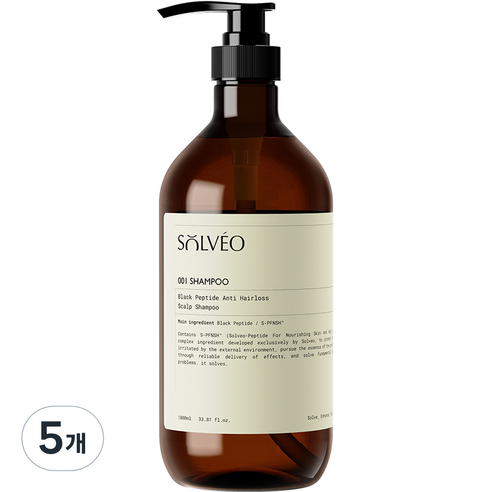 솔브이오 블랙 펩타이드 탈모 두피 샴푸, 5개, 1000ml