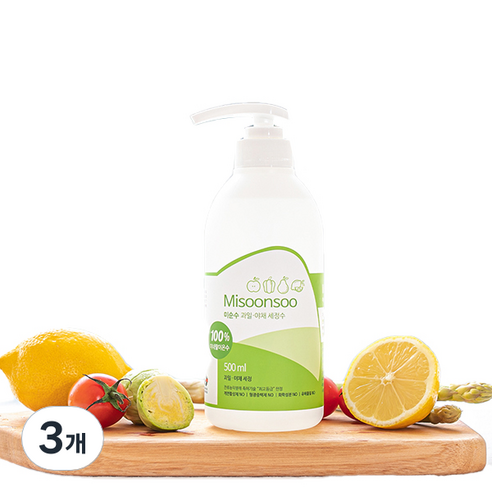 미순수 과일야채 세정수, 500ml, 3개
