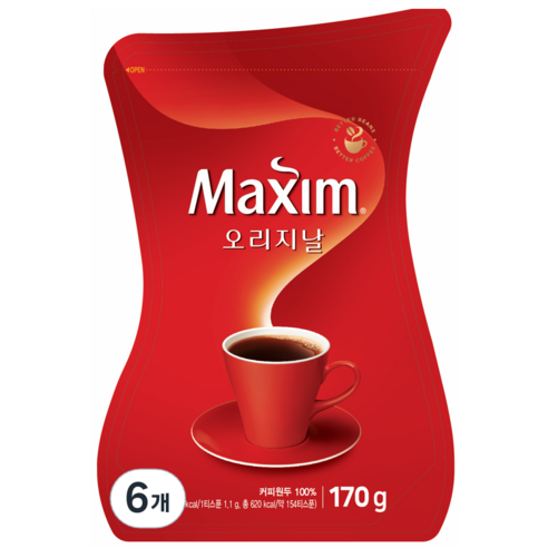 맥심 오리지날 커피 리필용, 170g, 1개입, 6개