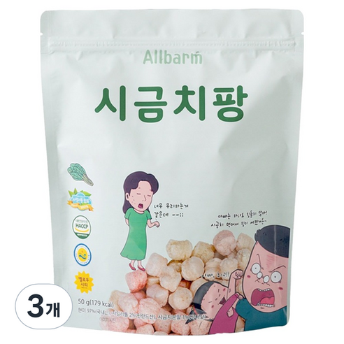 올바름 시금치팡 간식, 3개, 시금치맛, 50g