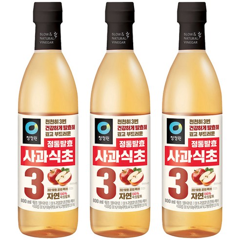 청정원 정통발효 사과 식초, 800ml, 3개