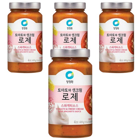 청정원 토마토와생크림 로제 스파게티소스, 600g, 4개