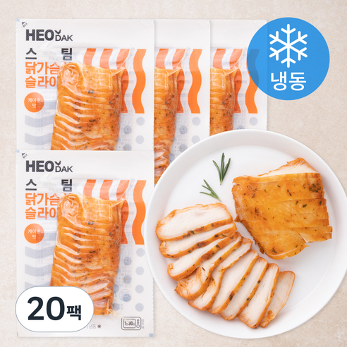 허닭 스팀 닭가슴살 슬라이스 케이준맛 (냉동), 100g, 20팩